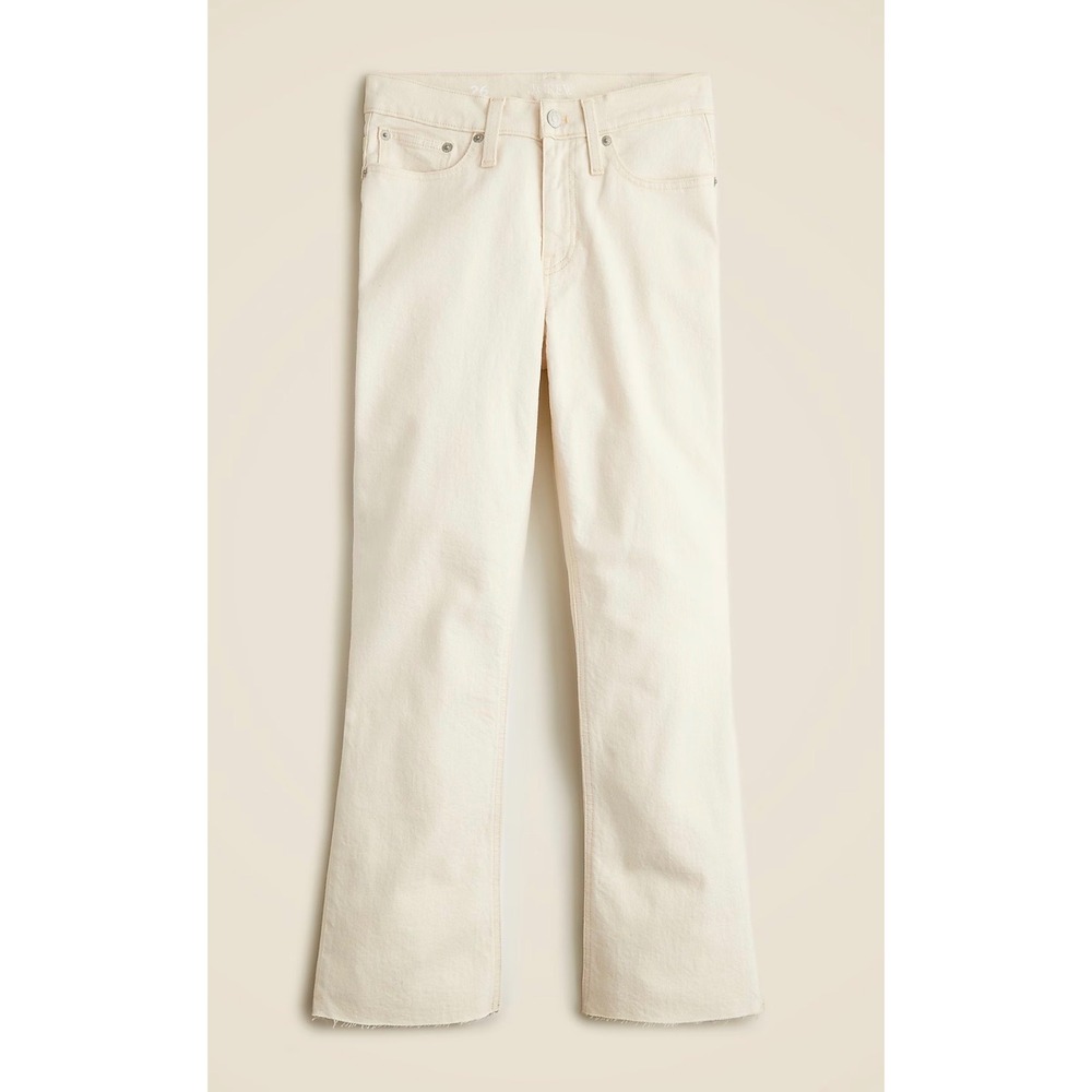 J.CREW 9" Demi-boot Crop Jeans Ecru Natural 27 NEW Raw Hem BP491 Casual Preppy